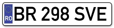 Placuta inmatriculare numar auto  BR-298-SVE, BR 298 SVE, BR298SVE