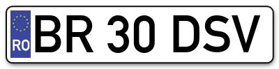Placuta inmatriculare numar auto  BR-30-DSV, BR 30 DSV, BR30DSV