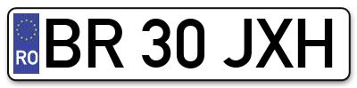 Placuta inmatriculare numar auto  BR-30-JXH, BR 30 JXH, BR30JXH