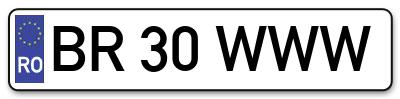 Placuta inmatriculare numar auto  BR-30-WWW, BR 30 WWW, BR30WWW