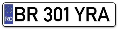 Placuta inmatriculare numar auto  BR-301-YRA, BR 301 YRA, BR301YRA