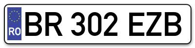 Placuta inmatriculare numar auto  BR-302-EZB, BR 302 EZB, BR302EZB