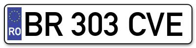 Placuta inmatriculare numar auto  BR-303-CVE, BR 303 CVE, BR303CVE