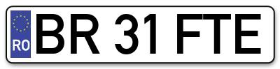 Placuta inmatriculare numar auto  BR-31-FTE, BR 31 FTE, BR31FTE