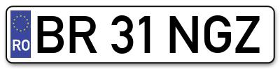 Placuta inmatriculare numar auto  BR-31-NGZ, BR 31 NGZ, BR31NGZ