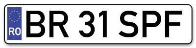 Placuta inmatriculare numar auto  BR-31-SPF, BR 31 SPF, BR31SPF