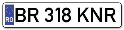 Placuta inmatriculare numar auto  BR-318-KNR, BR 318 KNR, BR318KNR