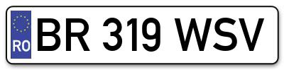 Placuta inmatriculare numar auto  BR-319-WSV, BR 319 WSV, BR319WSV