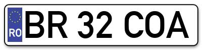 Placuta inmatriculare numar auto  BR-32-COA, BR 32 COA, BR32COA
