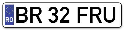 Placuta inmatriculare numar auto  BR-32-FRU, BR 32 FRU, BR32FRU