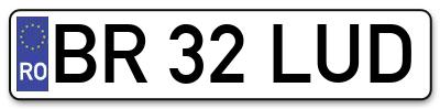 Placuta inmatriculare numar auto  BR-32-LUD, BR 32 LUD, BR32LUD