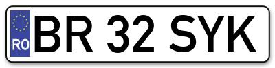 Placuta inmatriculare numar auto  BR-32-SYK, BR 32 SYK, BR32SYK
