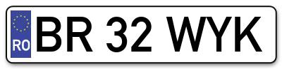 Placuta inmatriculare numar auto  BR-32-WYK, BR 32 WYK, BR32WYK