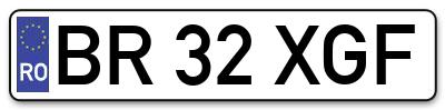 Placuta inmatriculare numar auto  BR-32-XGF, BR 32 XGF, BR32XGF