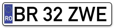 Placuta inmatriculare numar auto  BR-32-ZWE, BR 32 ZWE, BR32ZWE