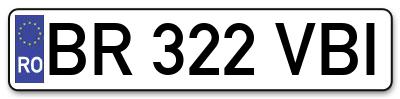 Placuta inmatriculare numar auto  BR-322-VBI, BR 322 VBI, BR322VBI