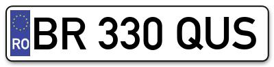 Placuta inmatriculare numar auto  BR-330-QUS, BR 330 QUS, BR330QUS