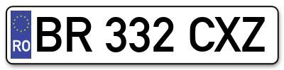 Placuta inmatriculare numar auto  BR-332-CXZ, BR 332 CXZ, BR332CXZ