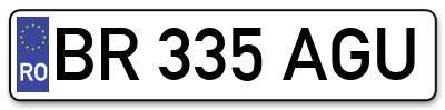 Placuta inmatriculare numar auto  BR-335-AGU, BR 335 AGU, BR335AGU