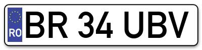 Placuta inmatriculare numar auto  BR-34-UBV, BR 34 UBV, BR34UBV