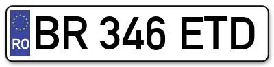 Placuta inmatriculare numar auto  BR-346-ETD, BR 346 ETD, BR346ETD