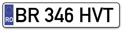 Placuta inmatriculare numar auto  BR-346-HVT, BR 346 HVT, BR346HVT