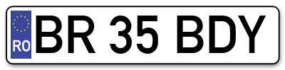 Placuta inmatriculare numar auto  BR-35-BDY, BR 35 BDY, BR35BDY