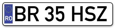 Placuta inmatriculare numar auto  BR-35-HSZ, BR 35 HSZ, BR35HSZ