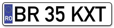 Placuta inmatriculare numar auto  BR-35-KXT, BR 35 KXT, BR35KXT