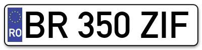 Placuta inmatriculare numar auto  BR-350-ZIF, BR 350 ZIF, BR350ZIF
