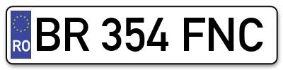 Placuta inmatriculare numar auto  BR-354-FNC, BR 354 FNC, BR354FNC