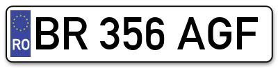 Placuta inmatriculare numar auto  BR-356-AGF, BR 356 AGF, BR356AGF