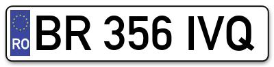 Placuta inmatriculare numar auto  BR-356-IVQ, BR 356 IVQ, BR356IVQ