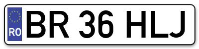 Placuta inmatriculare numar auto  BR-36-HLJ, BR 36 HLJ, BR36HLJ