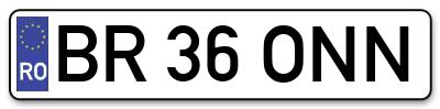Placuta inmatriculare numar auto  BR-36-ONN, BR 36 ONN, BR36ONN