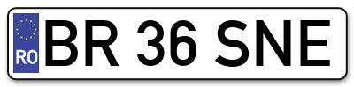 Placuta inmatriculare numar auto  BR-36-SNE, BR 36 SNE, BR36SNE