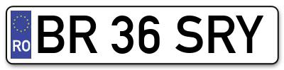 Placuta inmatriculare numar auto  BR-36-SRY, BR 36 SRY, BR36SRY