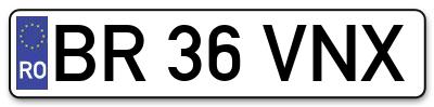 Placuta inmatriculare numar auto  BR-36-VNX, BR 36 VNX, BR36VNX