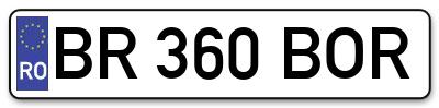 Placuta inmatriculare numar auto  BR-360-BOR, BR 360 BOR, BR360BOR