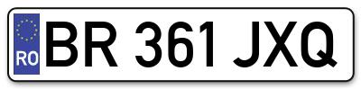 Placuta inmatriculare numar auto  BR-361-JXQ, BR 361 JXQ, BR361JXQ