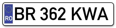 Placuta inmatriculare numar auto  BR-362-KWA, BR 362 KWA, BR362KWA