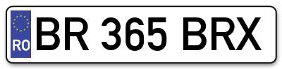 Placuta inmatriculare numar auto  BR-365-BRX, BR 365 BRX, BR365BRX
