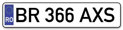 Placuta inmatriculare numar auto  BR-366-AXS, BR 366 AXS, BR366AXS