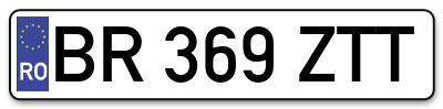 Placuta inmatriculare numar auto  BR-369-ZTT, BR 369 ZTT, BR369ZTT