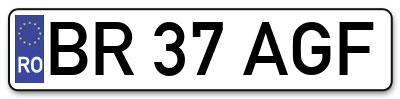 Placuta inmatriculare numar auto  BR-37-AGF, BR 37 AGF, BR37AGF