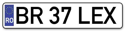 Placuta inmatriculare numar auto  BR-37-LEX, BR 37 LEX, BR37LEX