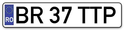 Placuta inmatriculare numar auto  BR-37-TTP, BR 37 TTP, BR37TTP