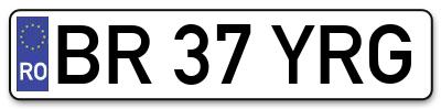 Placuta inmatriculare numar auto  BR-37-YRG, BR 37 YRG, BR37YRG