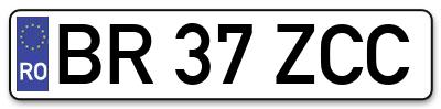 Placuta inmatriculare numar auto  BR-37-ZCC, BR 37 ZCC, BR37ZCC