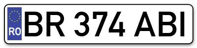 Placuta inmatriculare numar auto  BR-374-ABI, BR 374 ABI, BR374ABI